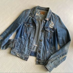 American eagle distressed denim jacket